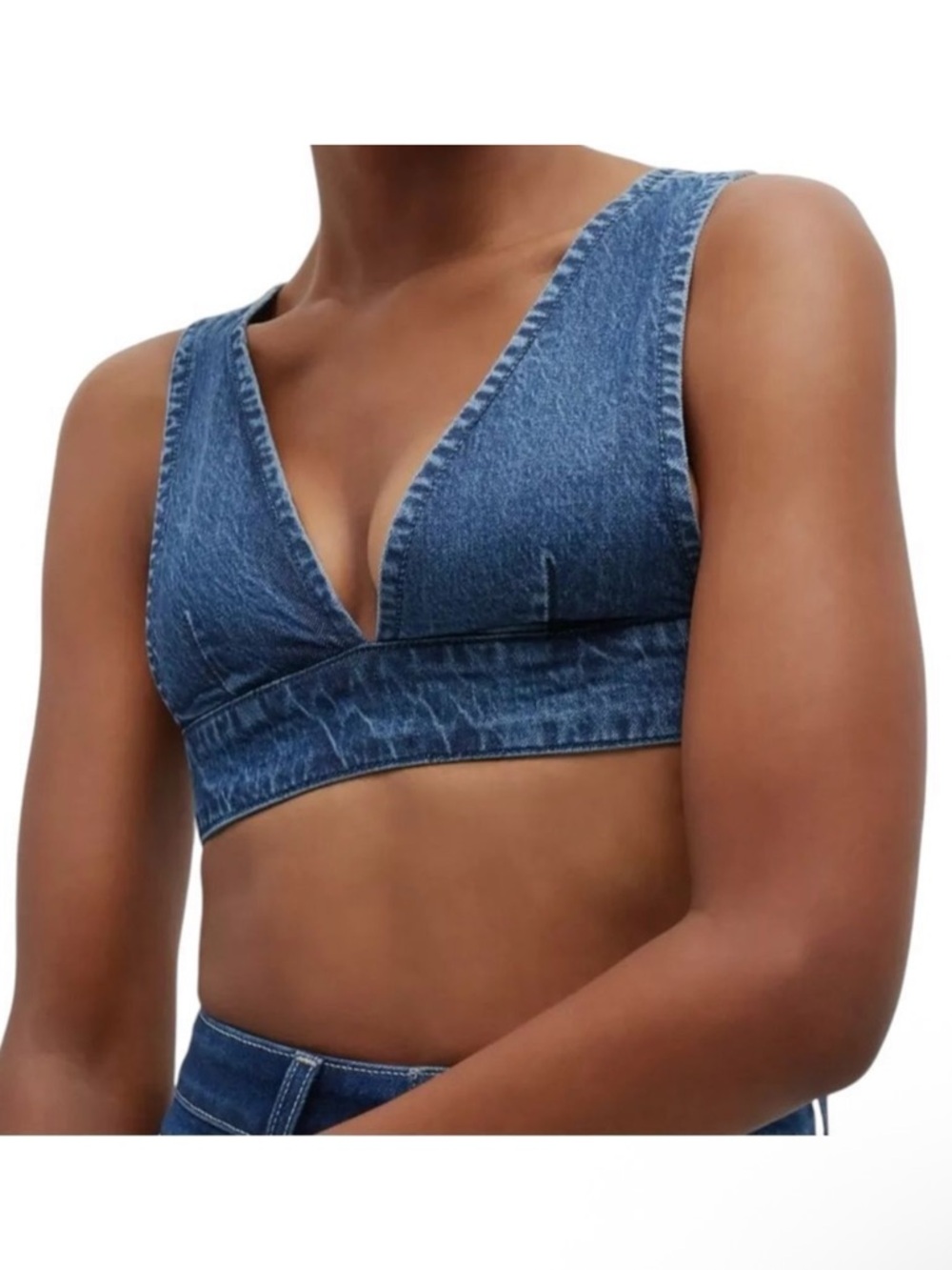 NWT TRIARCHY Vista Denim Crop Bra Top S